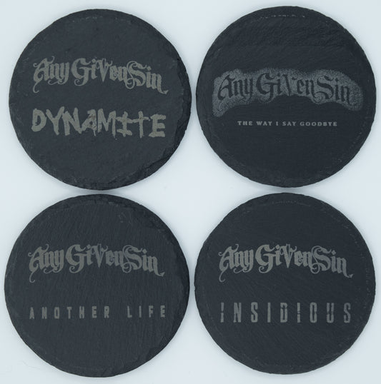Any Given Sin Coaster, Slate, 4" Round, Set of 4