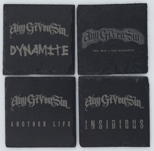 Any Given Sin Coaster, Slate, 4" Square, Set of 4