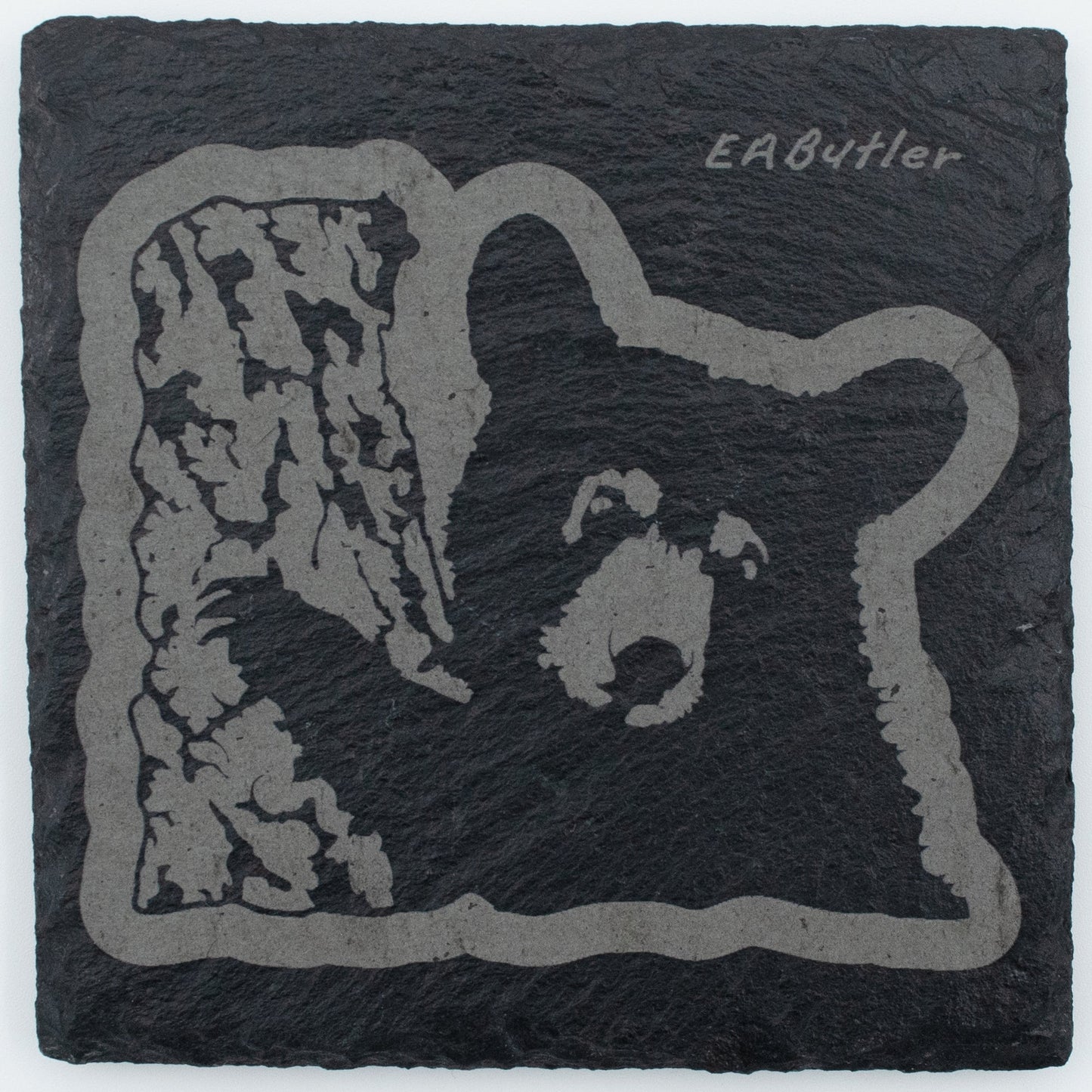 Set of four Slate Coasters, 4" Square or Round, EAB Animals and Birds