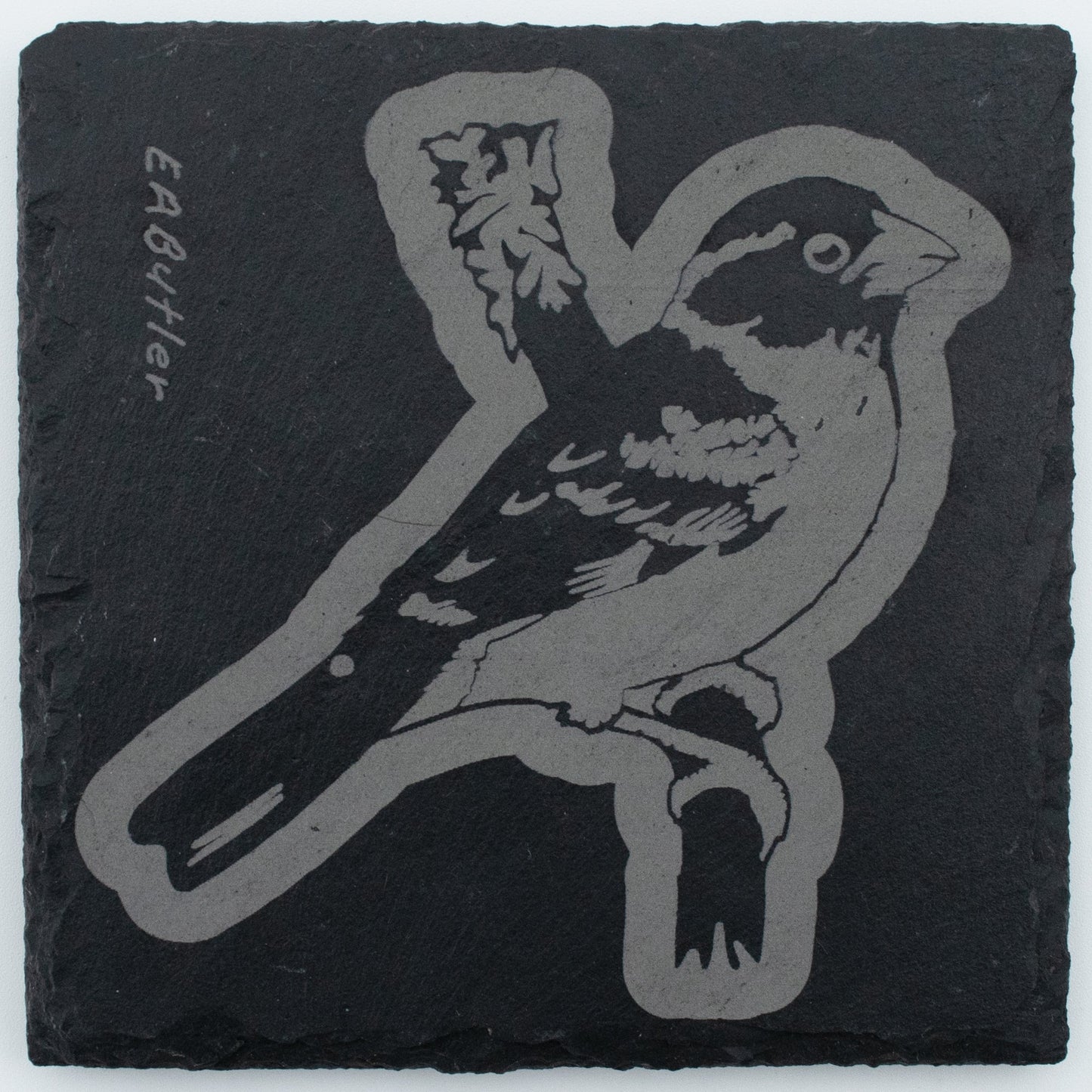 Set of four Slate Coasters, 4" Square or Round, EAB Animals and Birds